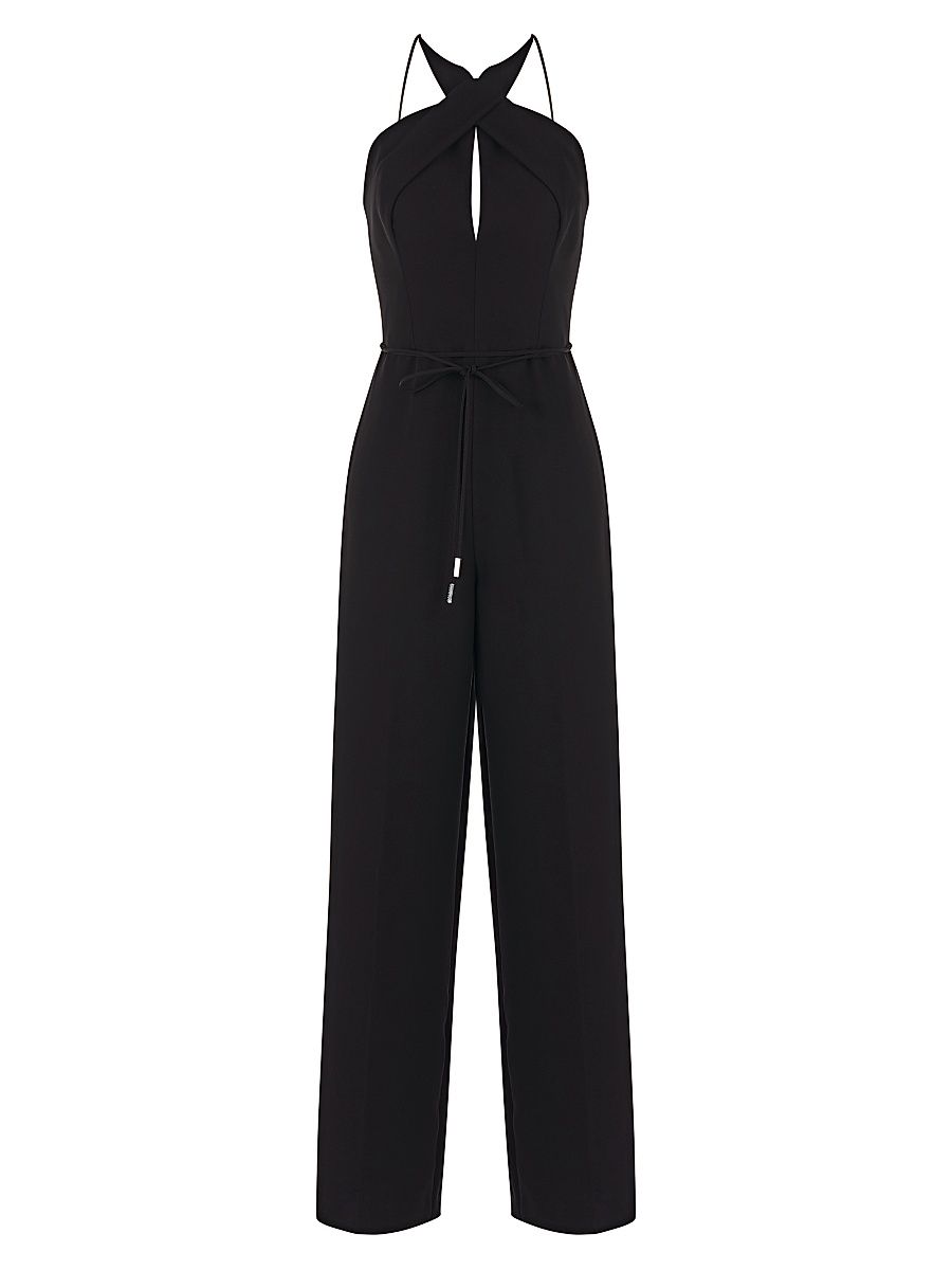 Women's Lou Stretch-Crepe Halterneck Jumpsuit - Black - Size 12