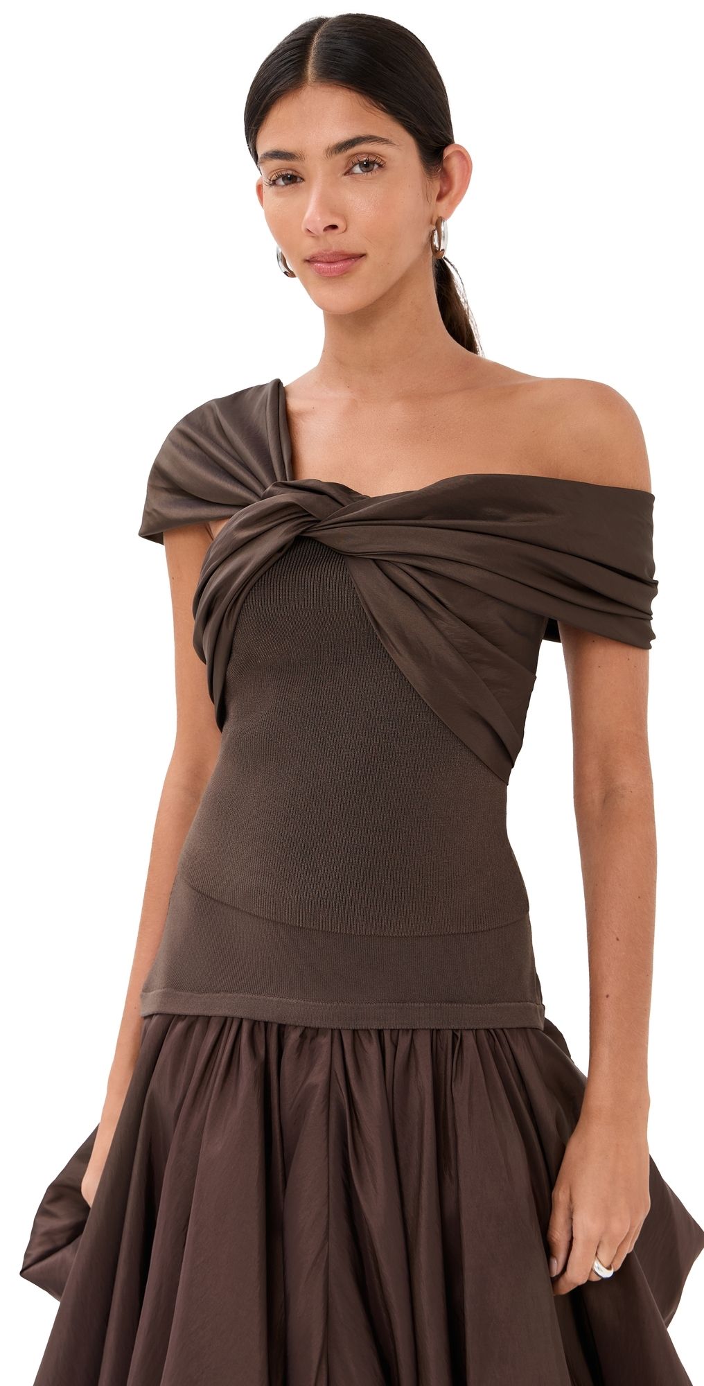 SIMKHAI Celiana Knit Combo Top Chocolate L