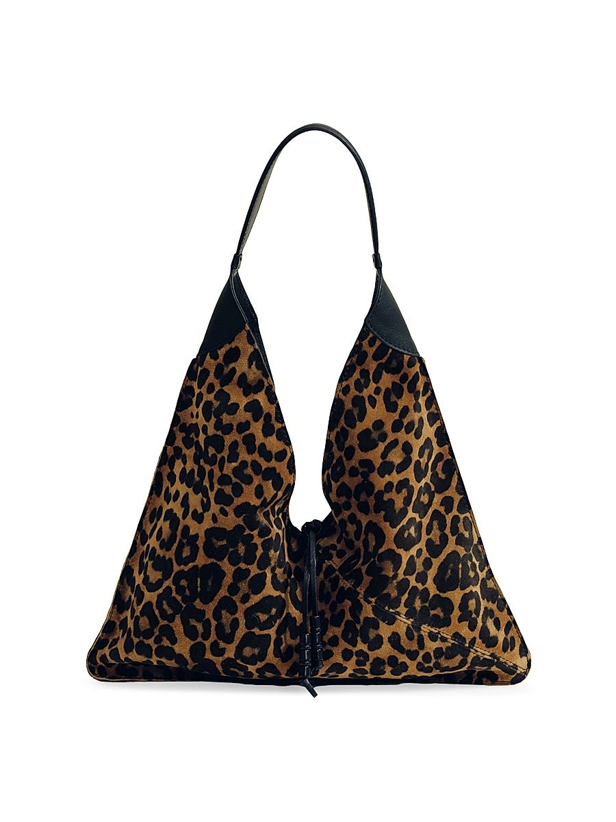 Women's Medium Origami Suede Bag - Leopard