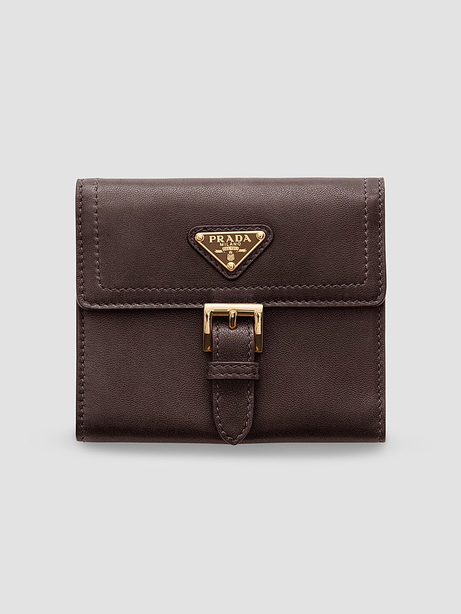 Prada Women's Small Nappa Leather Wallet - Dark Brown