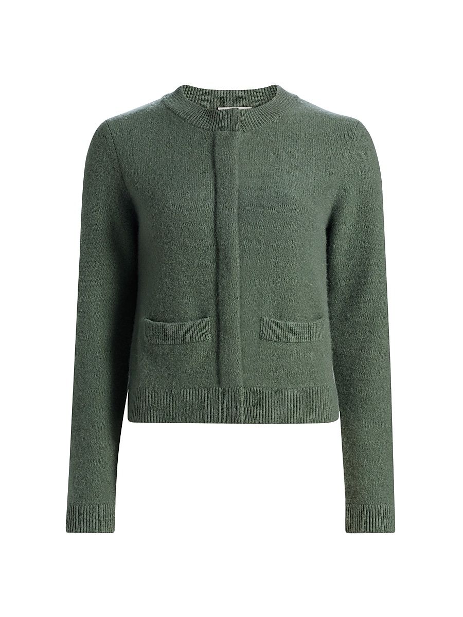 Women's Shrunken Boiled Cashmere Cardigan - Marble - Size XXS