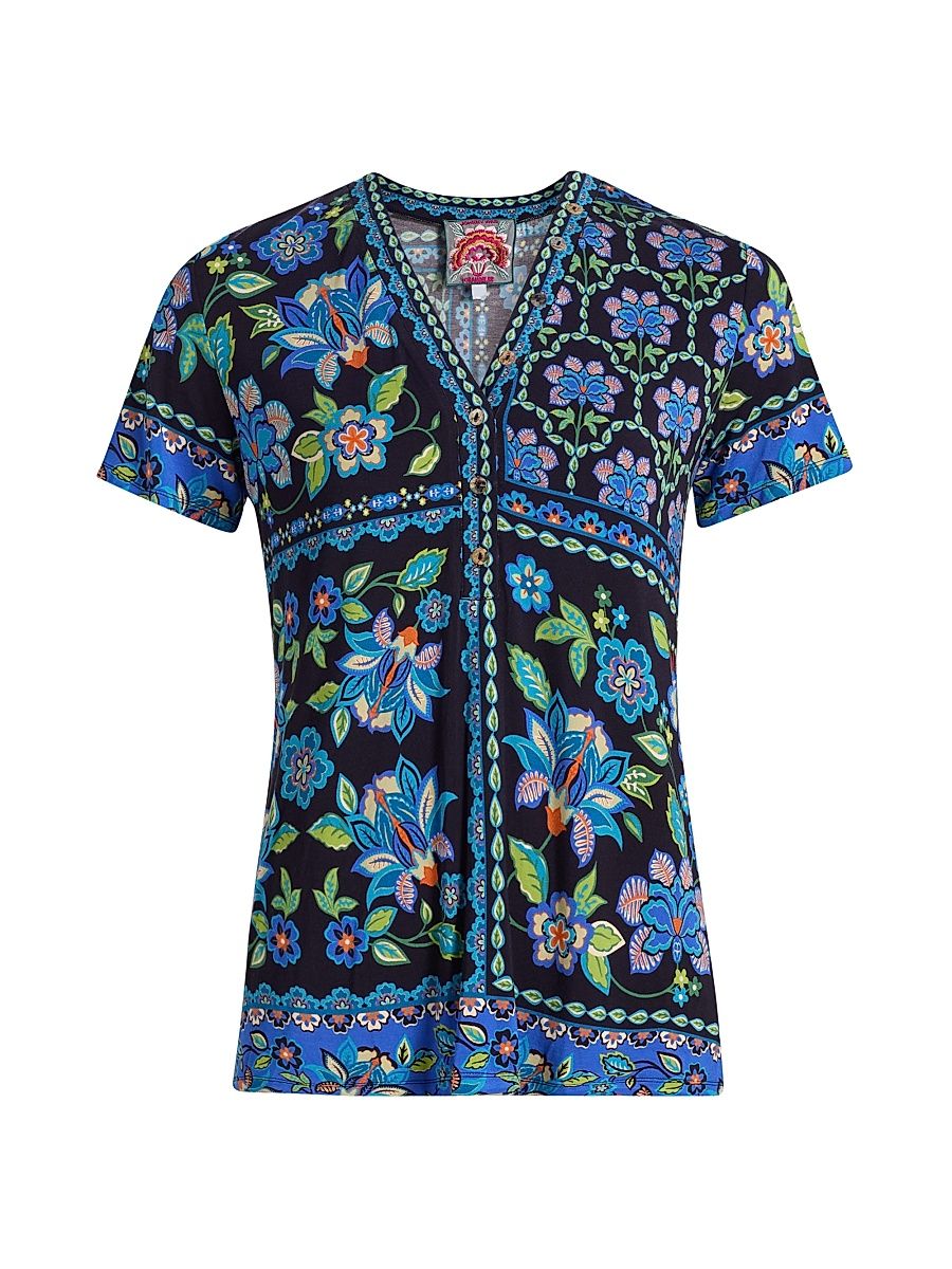 Women's The Janie Floral V-Neck T-Shirt - Delmira - Size XL