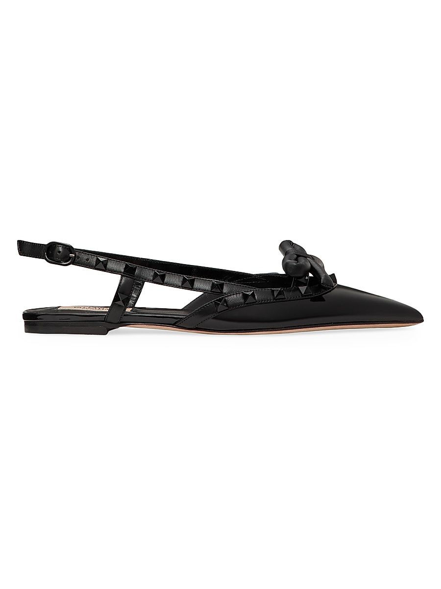Women's Rockstud Bow Slingback Ballerinas - Black - Size 5.5
