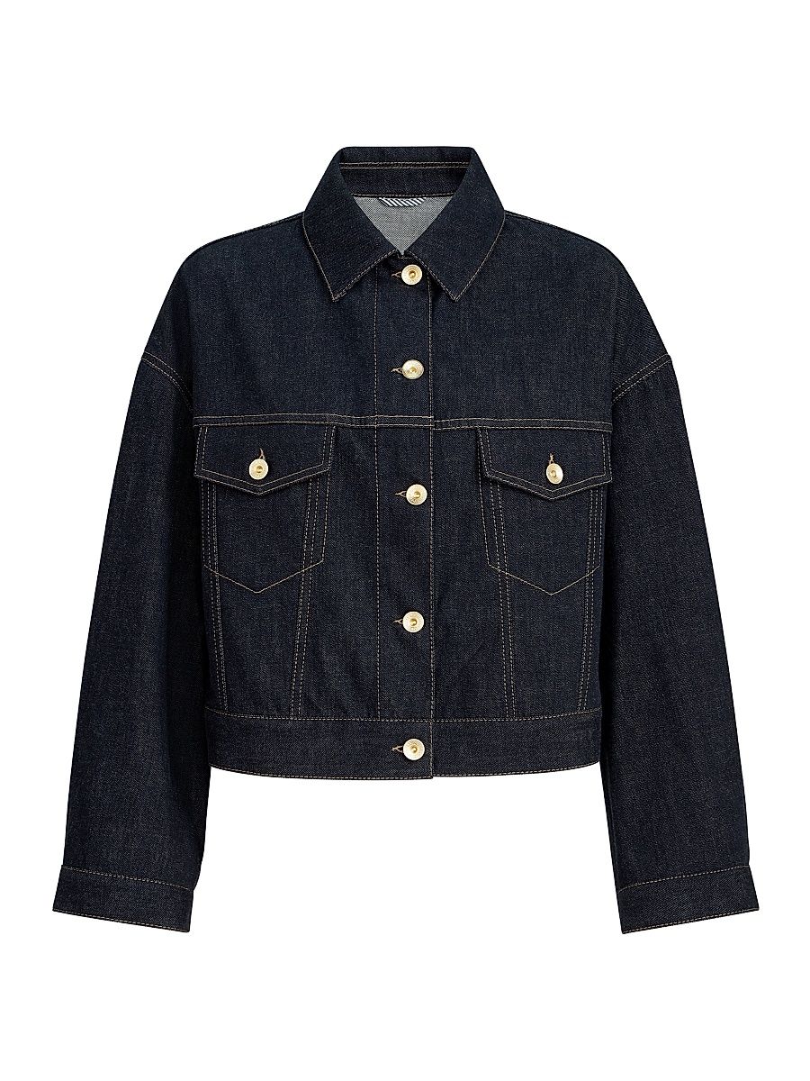 Women's No Fade Denim Outerwear Jacket with Monili - Denim - Size 14