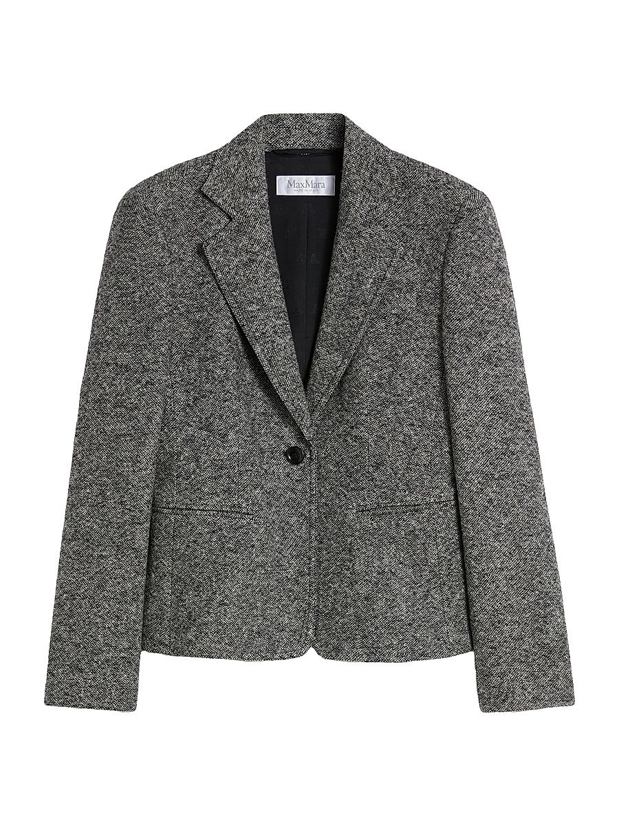 Women's Feminine Wool and Silk Blazer - Grey - Size 16