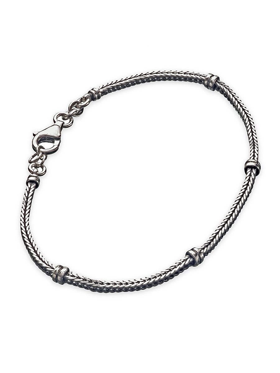 Men's Sterling Silver Herringbone Bracelet - Silver