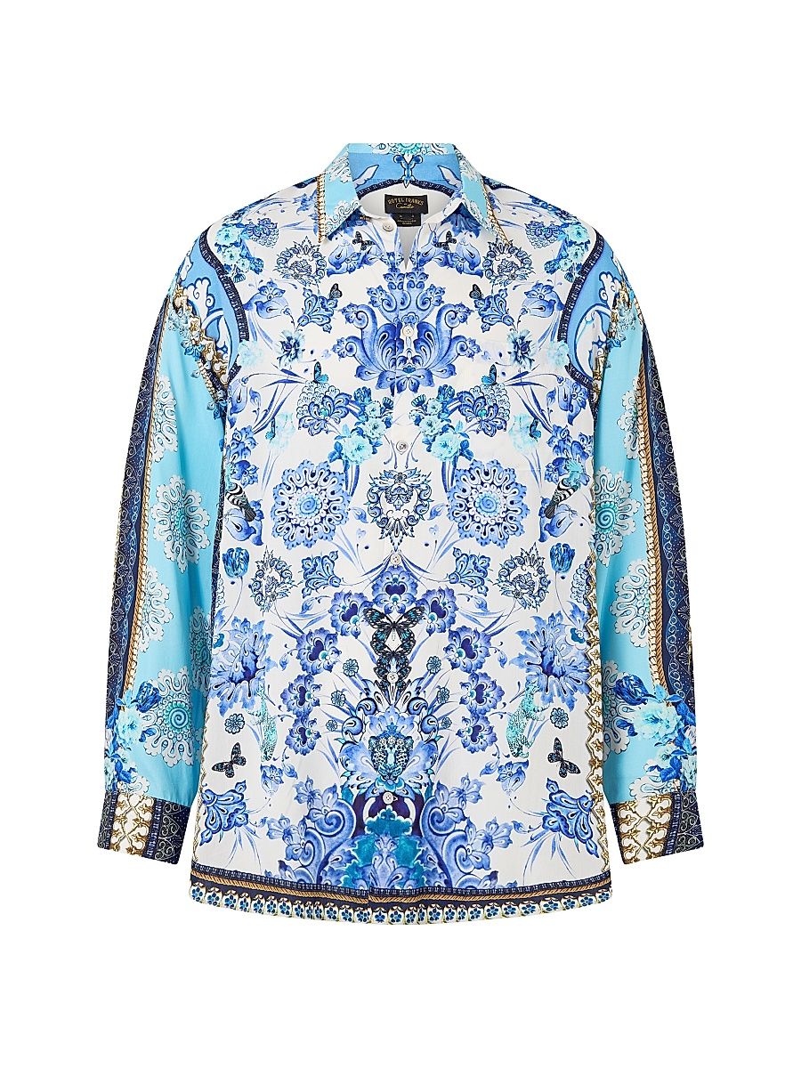 Men's Printed Modal Oversized Long-Sleeve Shirt - All About That Lace - Size XL