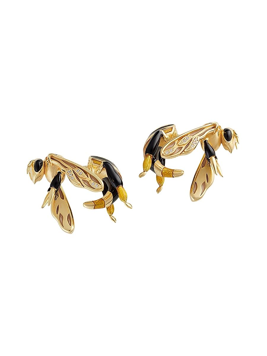 Women's Ape 18K-Gold-Plated, Enamel & Cubic Zirconia Bee Stud Earrings - Beige