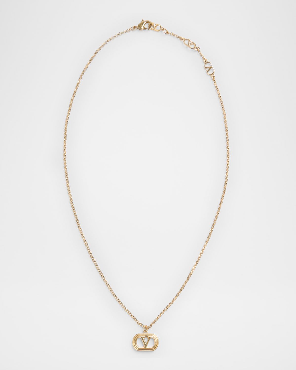 VLogo Oval Metal Necklace