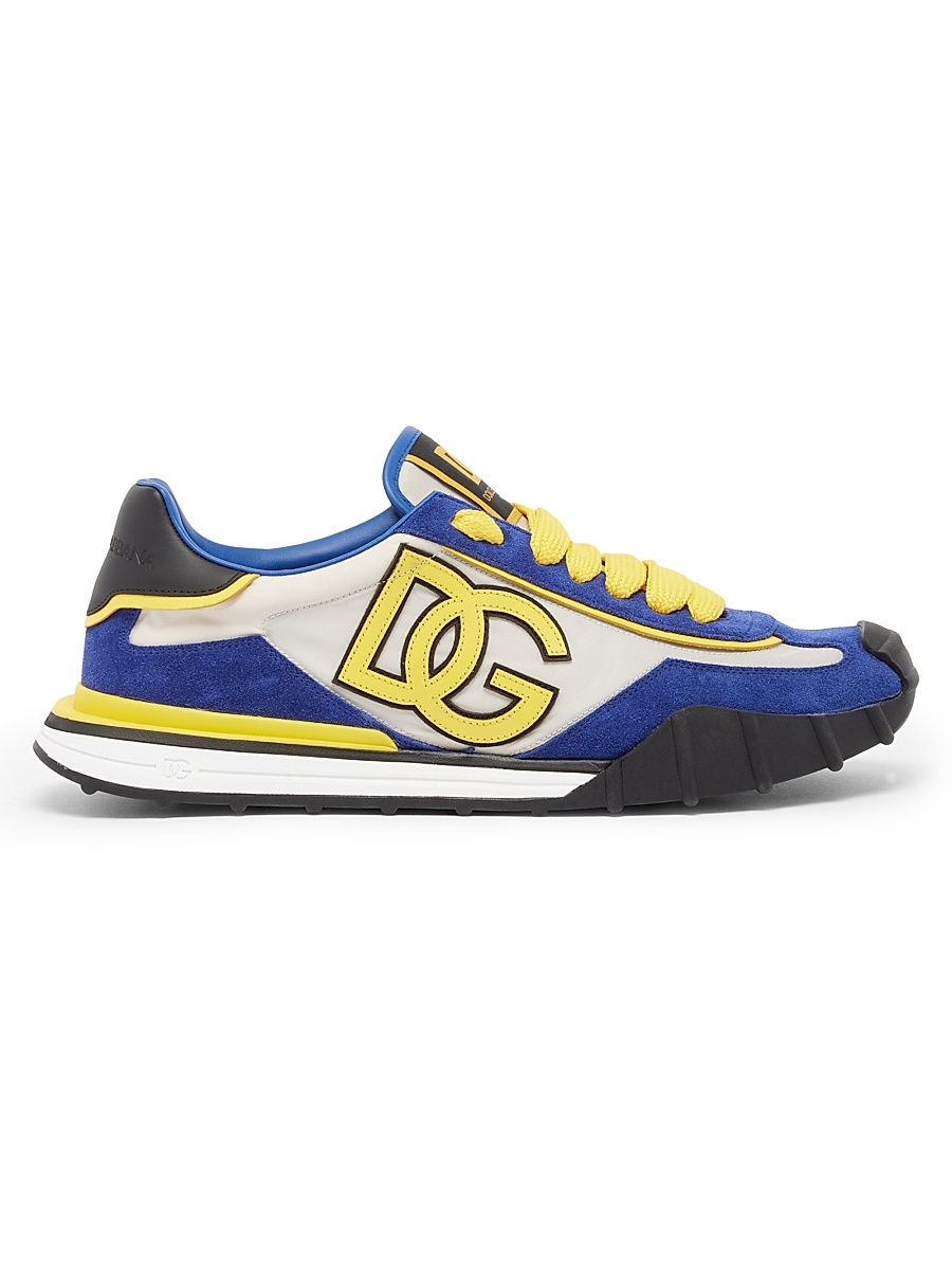 Men's Logo Nylon & Suede Low-Top Sneakers - Sole Royal - Size 13