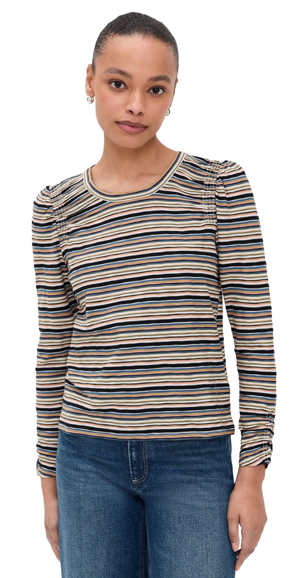 Veronica Beard Jean Bouvet Tee Variegated Multi Stripe S