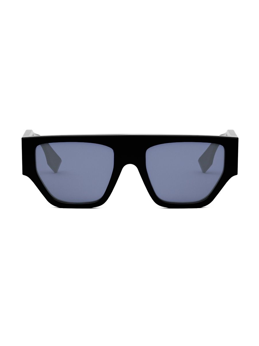 Men's Fendigraphy Rectangular Sunglasses - Shiny Black Blue