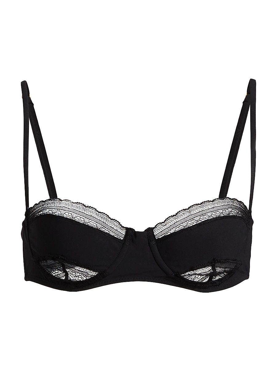 Women's Lace Balconette Bikini Top - Black - Size Large