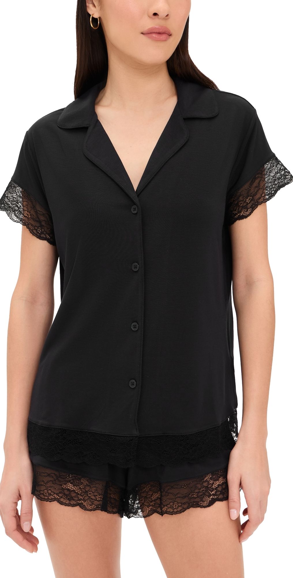 Eberjey Malou Shorts Pajama Set Black M