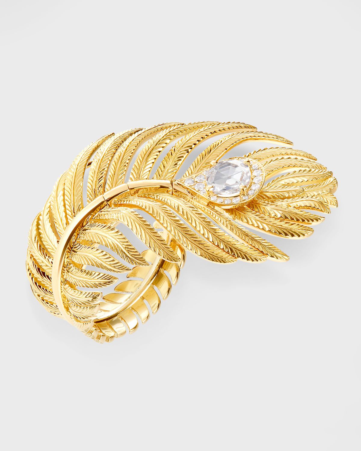 Plume de Paon 18K Yellow Gold Large Diamond Ring