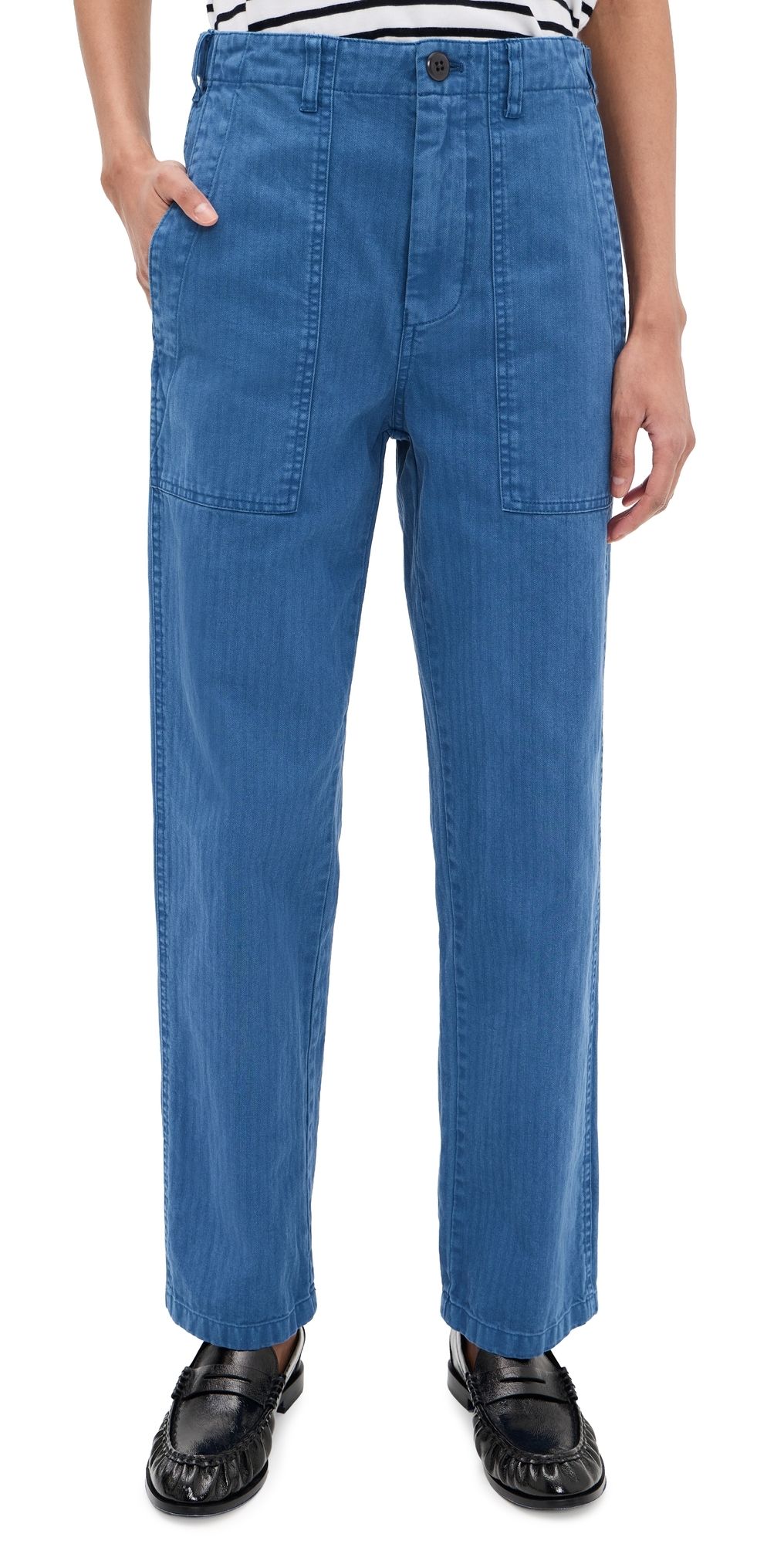 Alex Mill Neil Pants In Herringbone Washed Cobalt 10