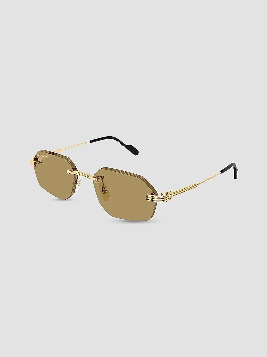 Cartier Men's Première de Cartier 54MM 24K-Gold-Plated Rimless Geometric Sunglasses - Gold Olive