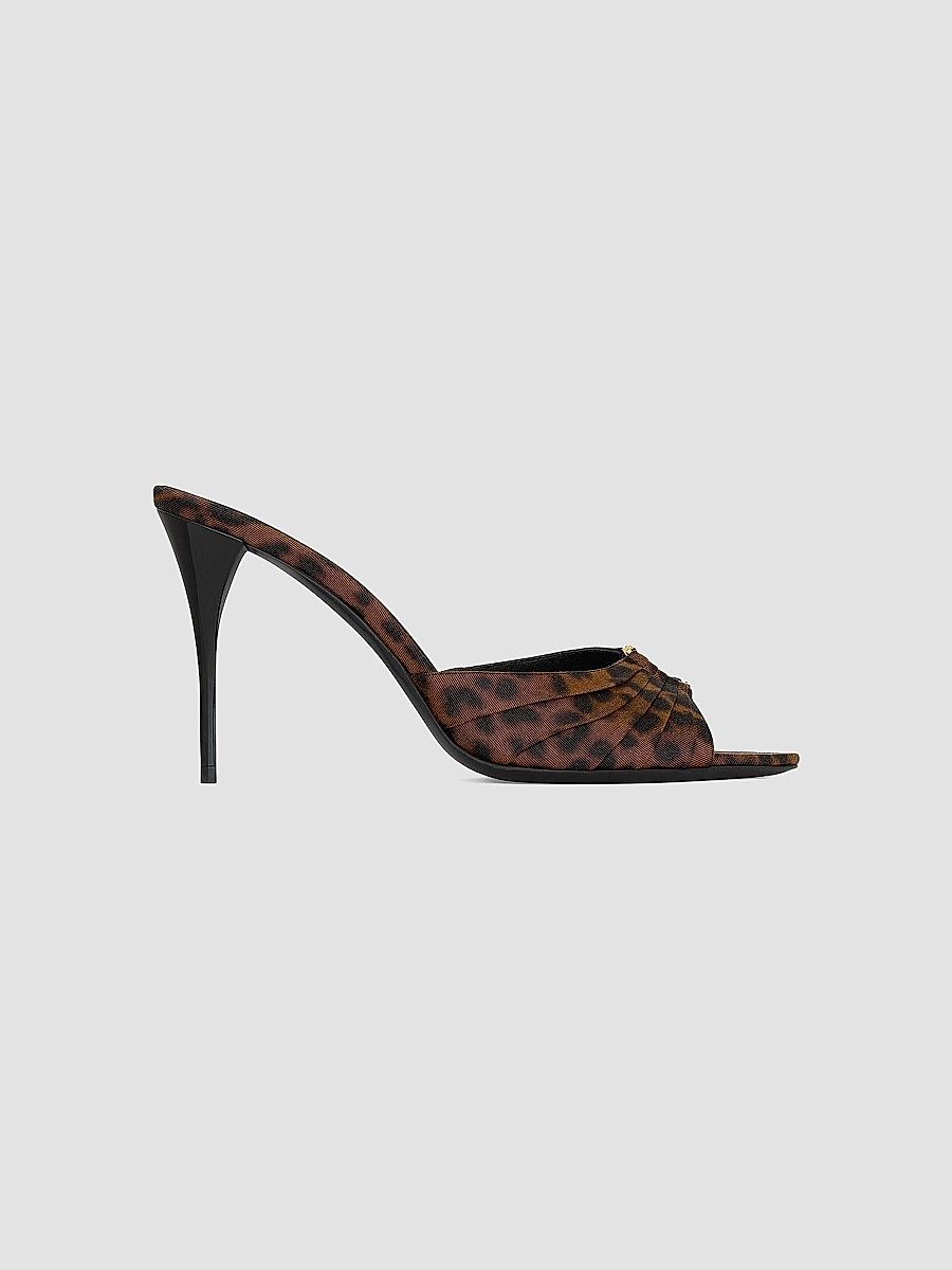 Saint Laurent Women's Mules in Leopard Grosgrain - Leopard - Size 5