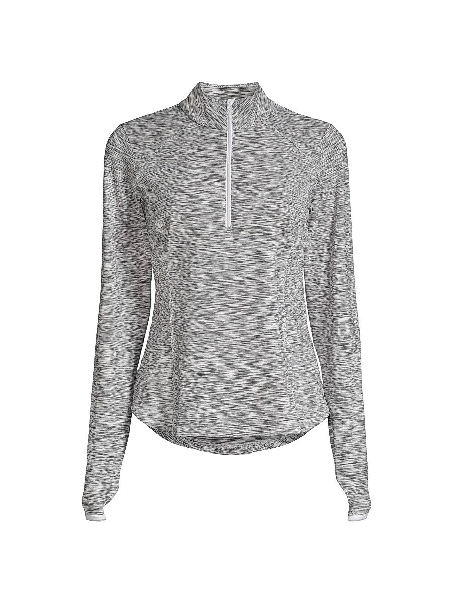 Women's Shae Half-Zip Pullover Top - Silver - Size XXL