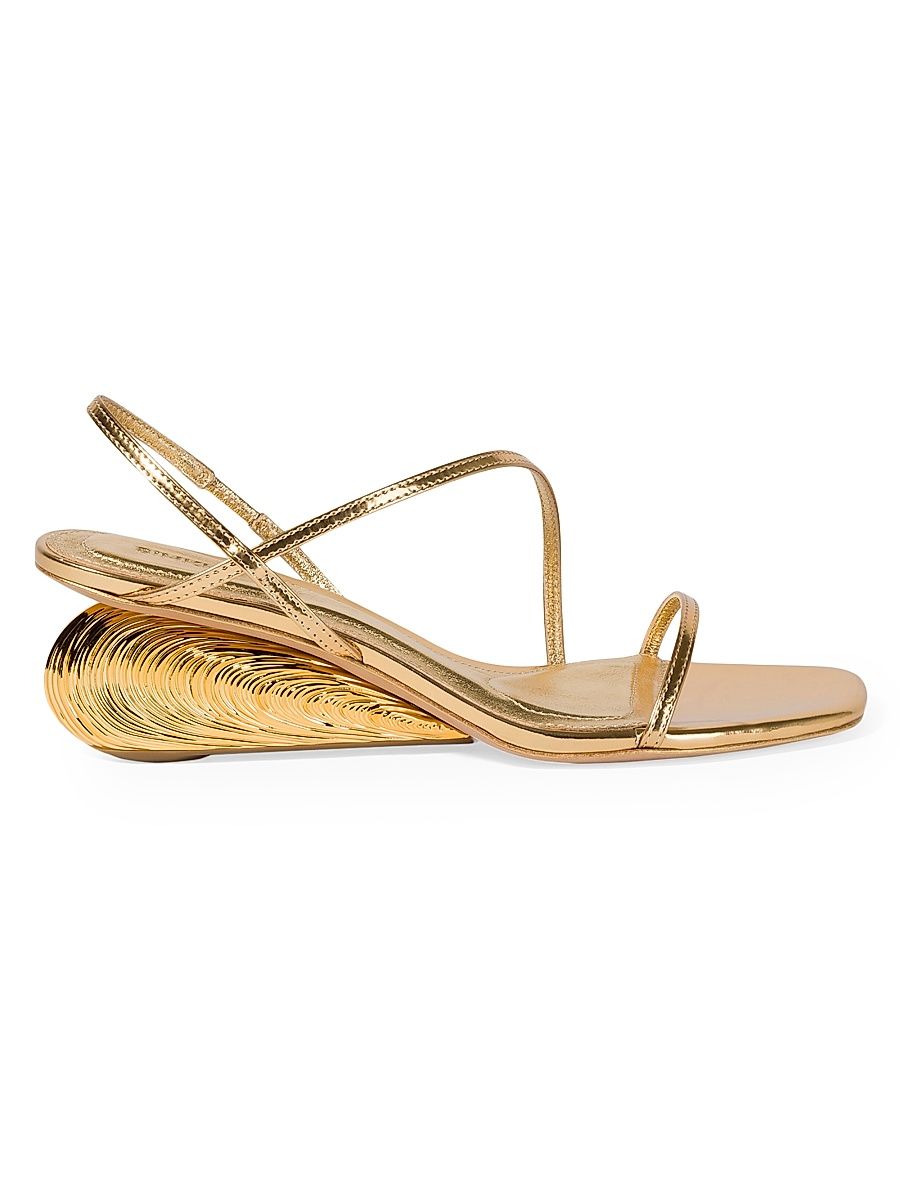 Women's Bridget 75MM Metallic Leather Wedge Sandals - Gold - Size 10