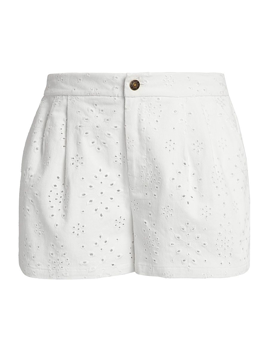 Women's Alyssa Broderie Anglaise Shorts - White Eyelet - Size 14