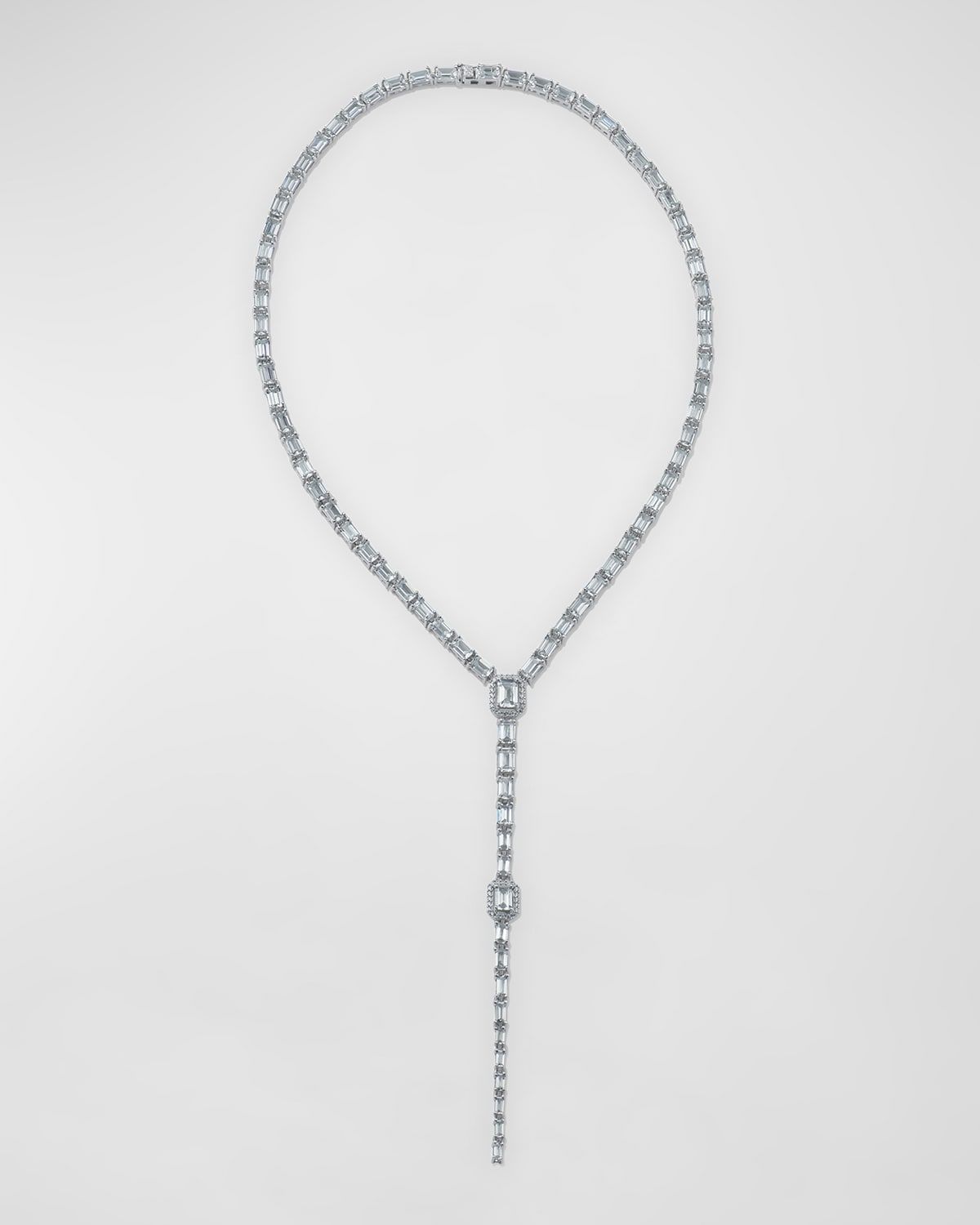 Emerald-Cut Pave Cubic Zirconia Dramatic Y Necklace