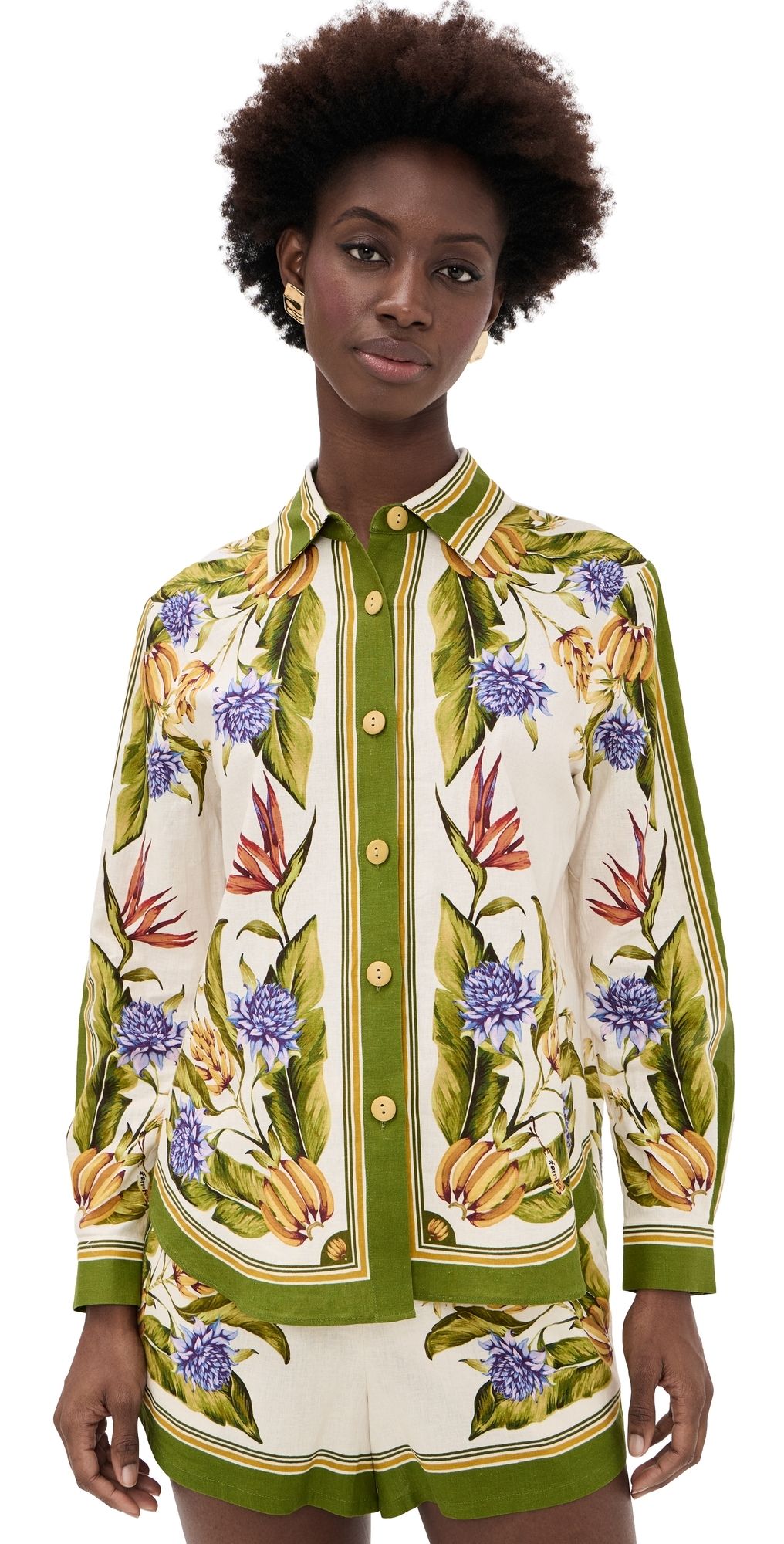 FARM Rio Tropical Linen Top Tropical Scarf Sand M