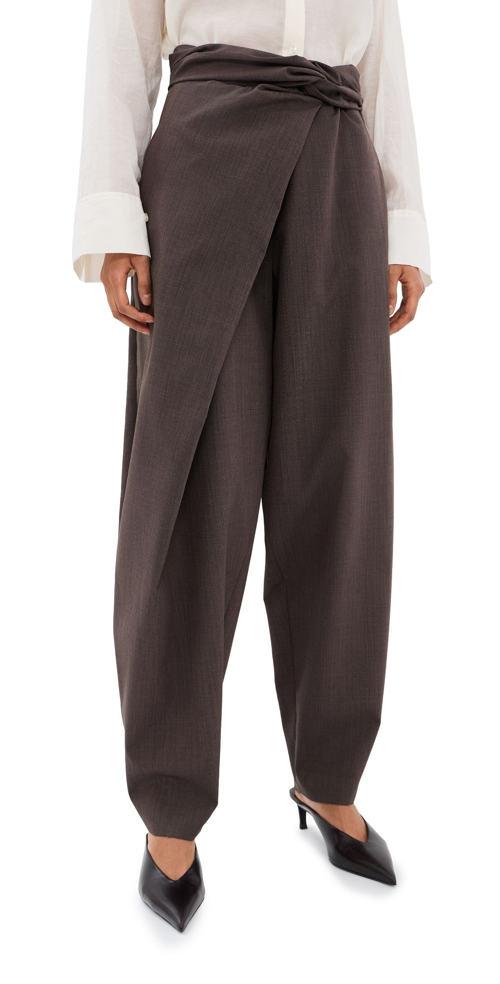 Róhe Sarong Knot Trousers Dark Brown 38