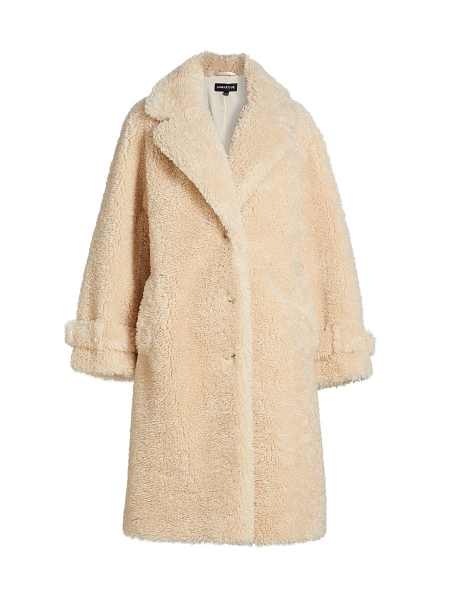 Women's Adina Faux Fur Long Coat - Beige - Size Large