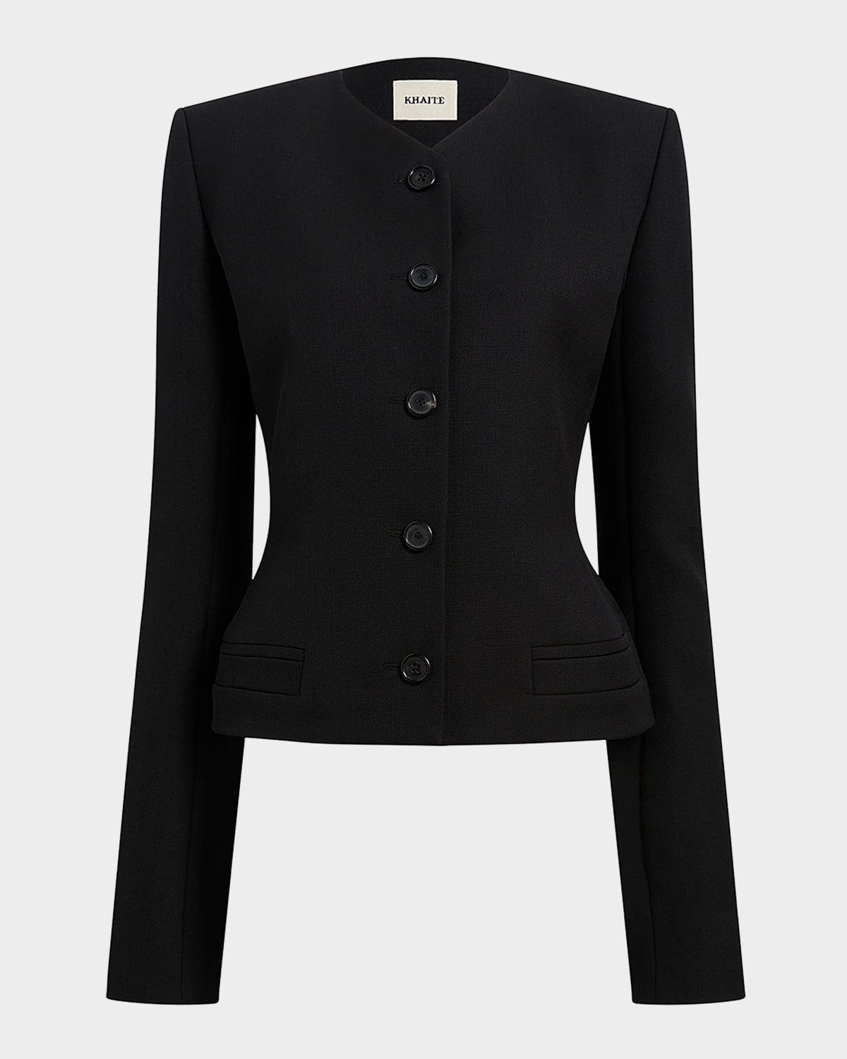 Nara Collarless Single-Breasted Wool Jacket