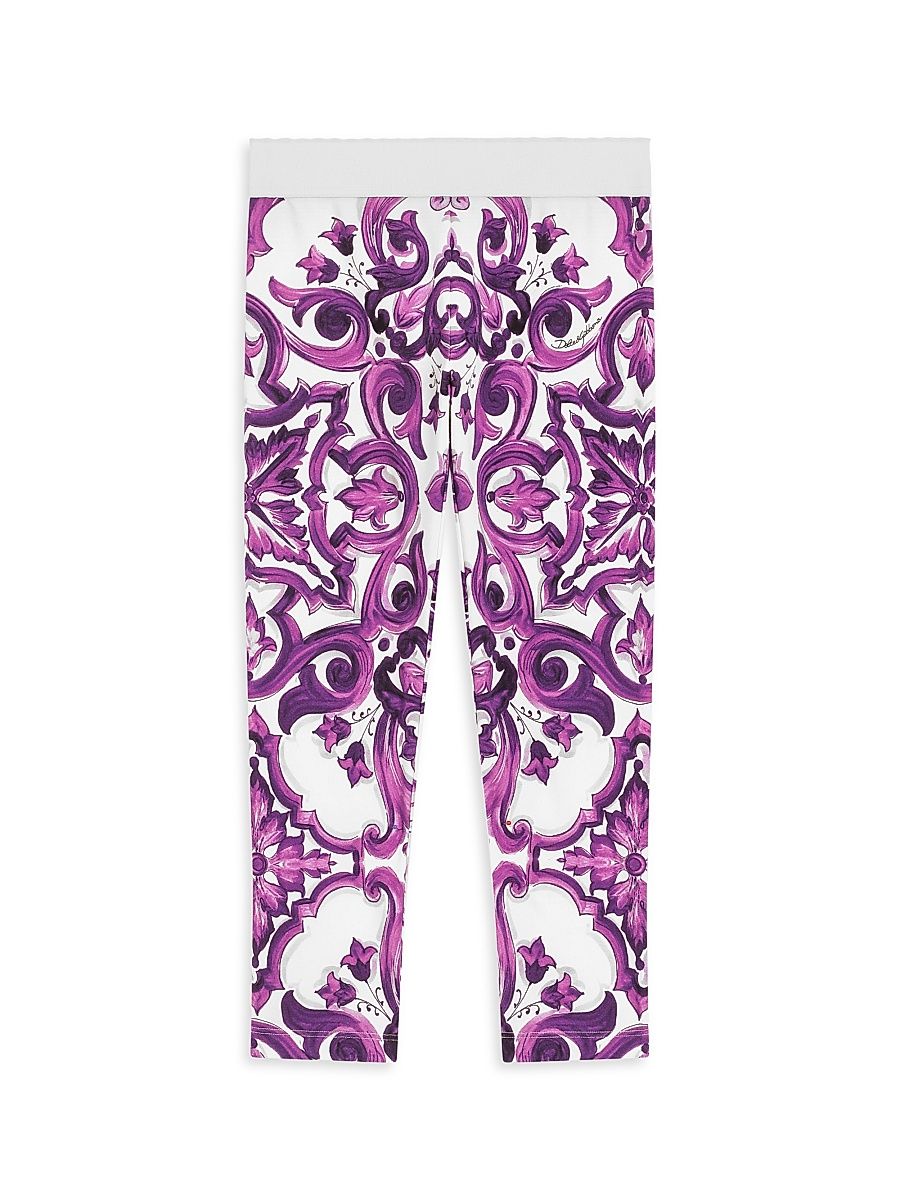 Little Girl's & Girl's Paisley Print Jersey Leggings - Violet - Size 12