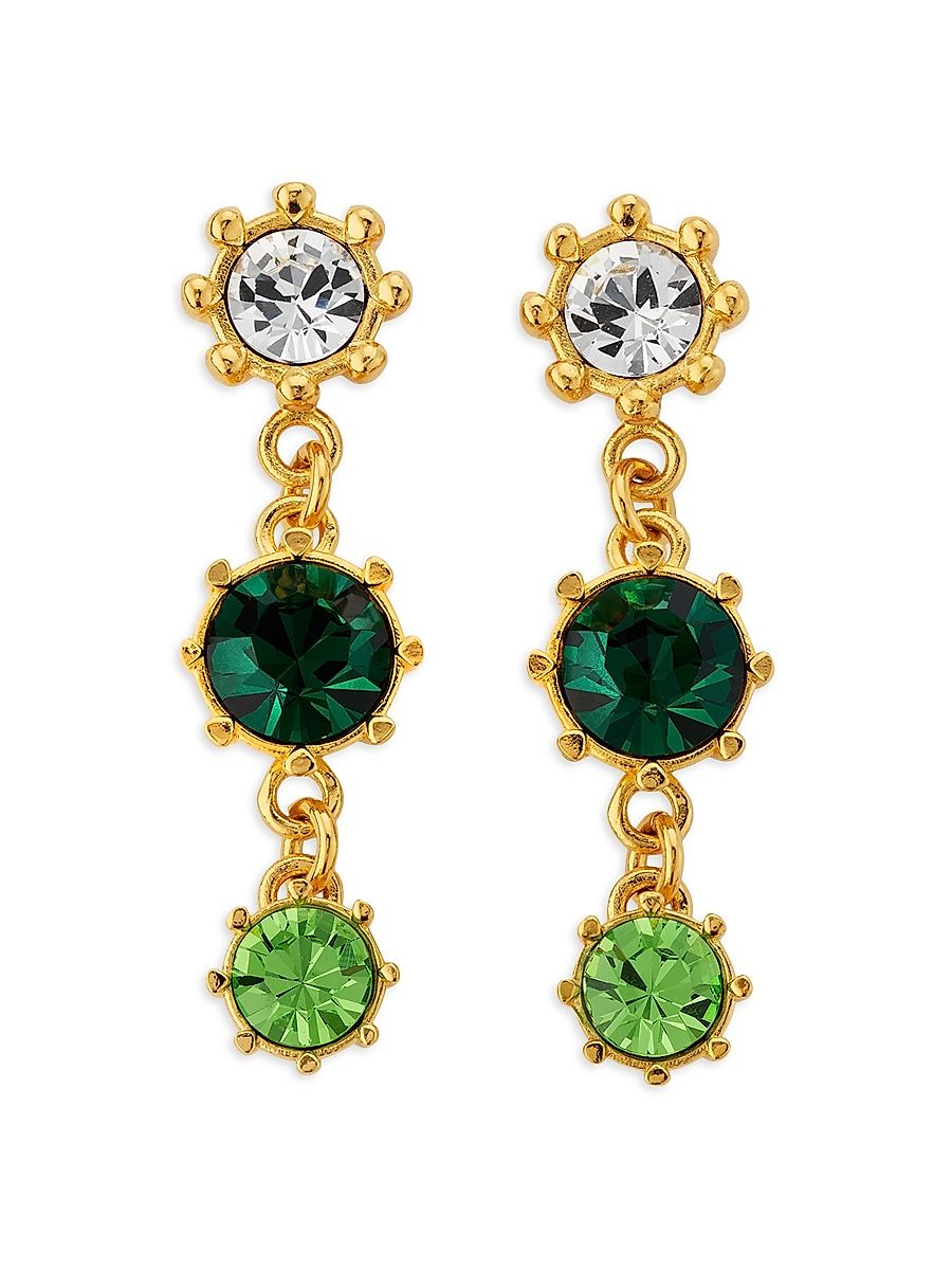 Women's 24K-Gold-Plated, Imitation Pearl & Glass Crystal Drop Earrings - Pearl