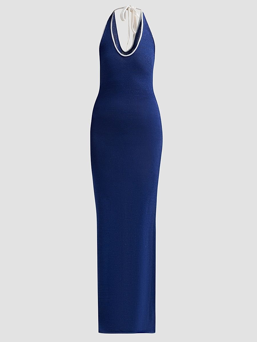 Women's Anora Knit Maxi Dress - Mariner Blue White - Size XL