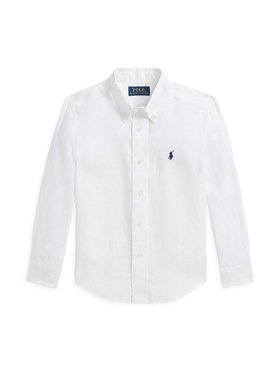 Little Boy's & Boy's Linen Button-Up Shirt - White - Size 7