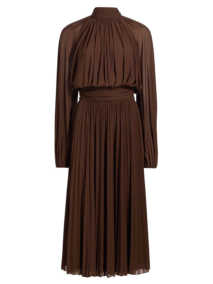 Women's Blythe Pleated Blouson Midi-Dress - Soft Silt - Size Large