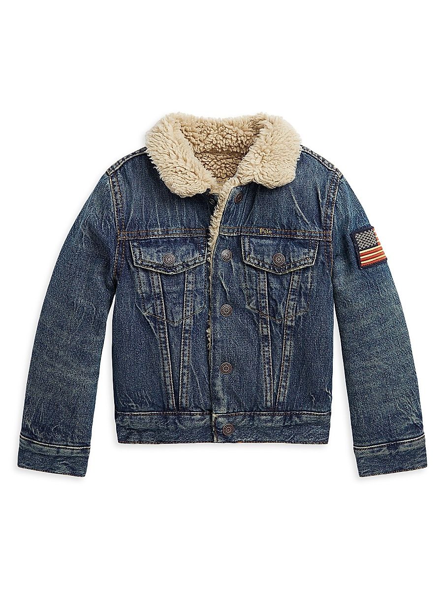 Little Boy's & Boy's Sherpa-Trim Denim Jacket - Denim - Size 7