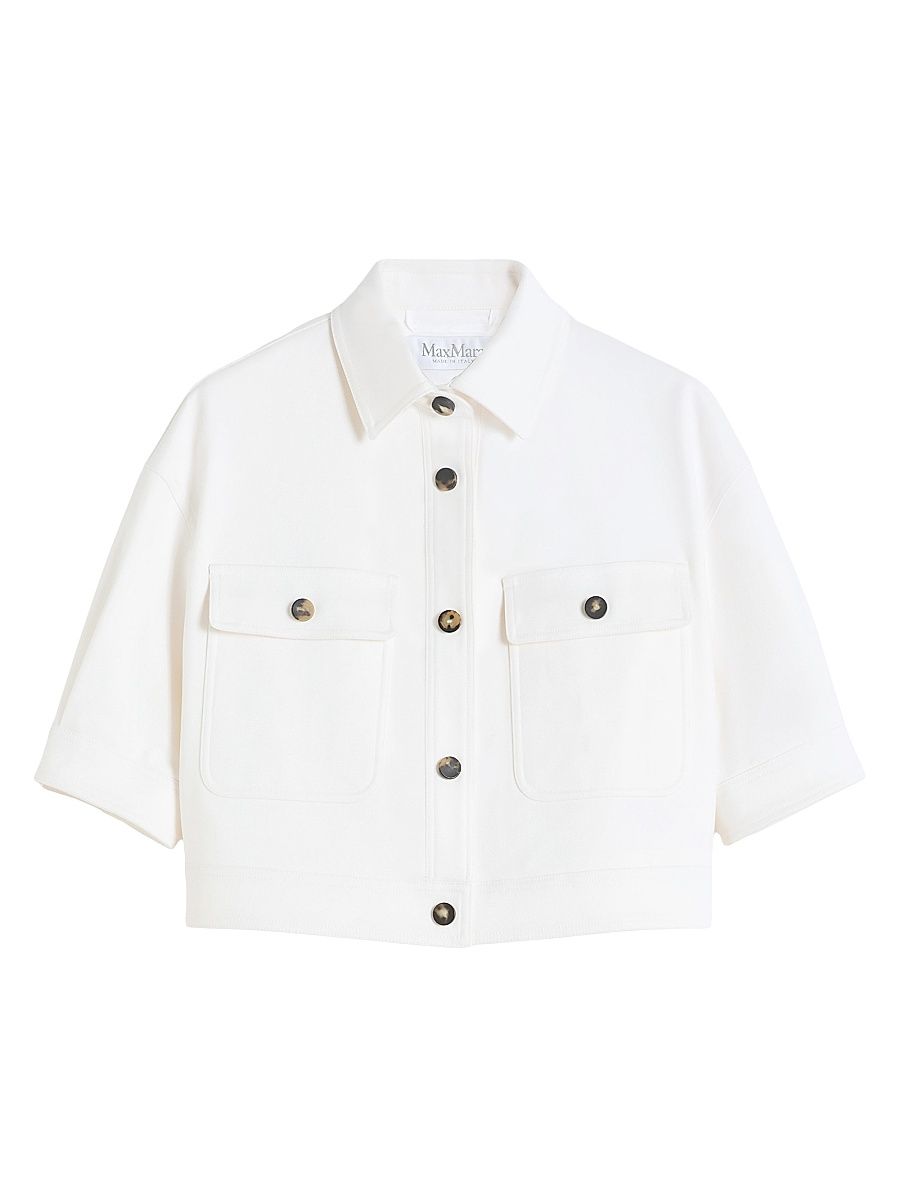 Women's Stretch Cotton Cropped Jacket - Optical White - Size 8