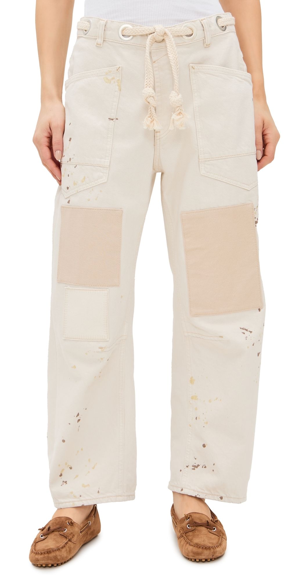 Free People Moxie Barrel Jeans White 32