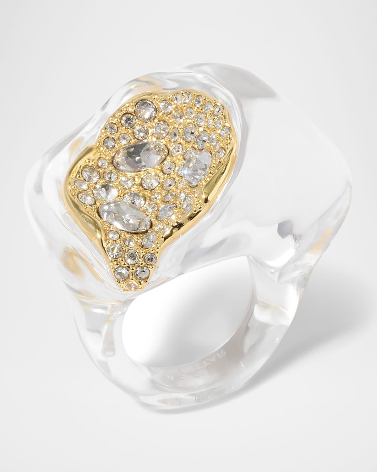 Liquid Lucite Crystal Pave Geode Ring