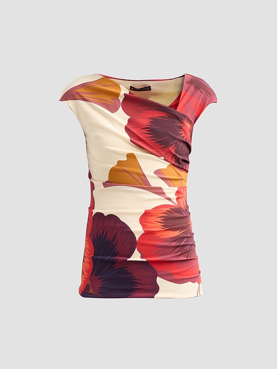 Women's Aasha Floral Asymmetric Top - Josephine Ivory - Size 10