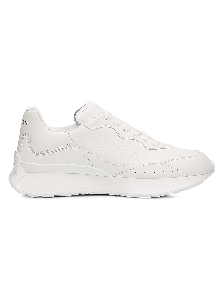 Men's Sprint Runner Leather Low-Top Sneakers - White - Size 13