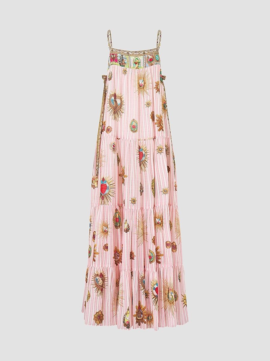 Camilla Women's Striped Cotton A-Line Maxi Dress - Pink - Size XS