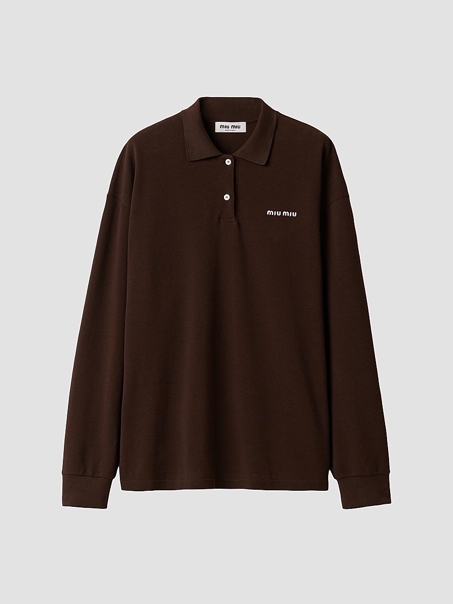 Women's Cotton Piqué Polo Shirt - Brown - Size Medium
