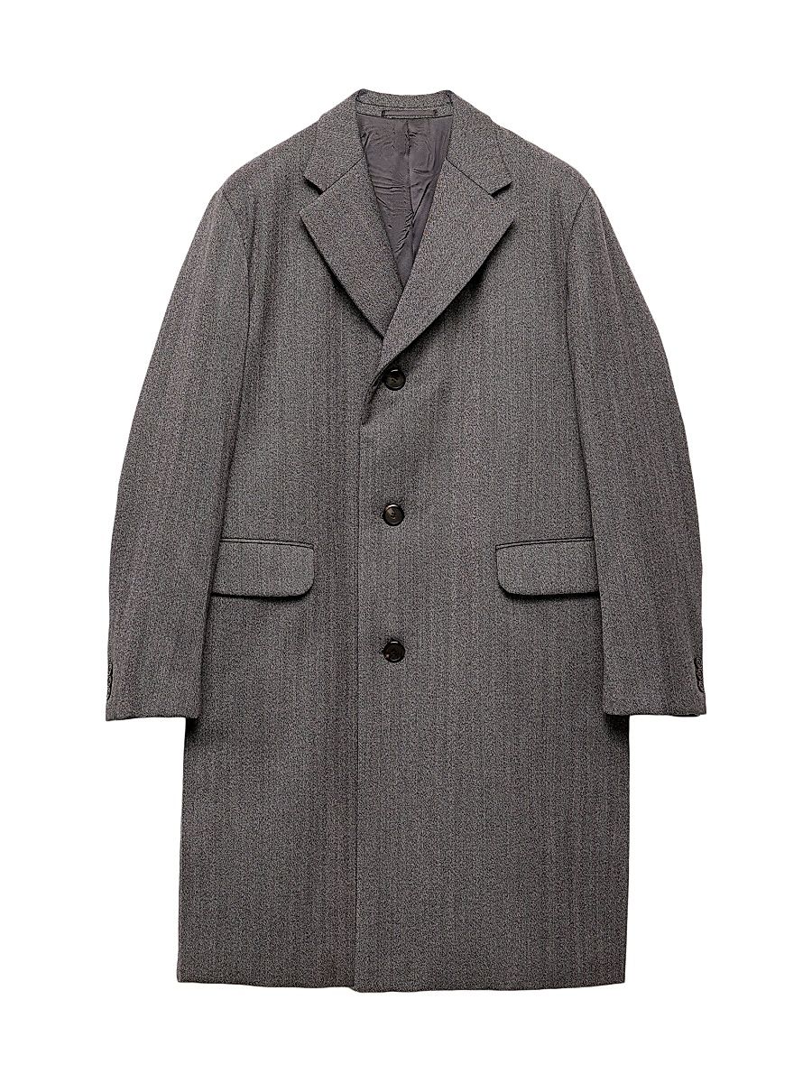 Men's Single-Breasted Wool Coat - Grey - Size 36