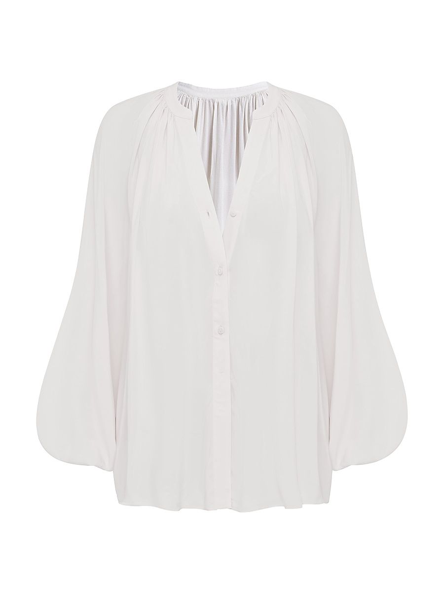 Women's Tapestry Essential Cotton-Silk Shirt - Gardenia - Size Large