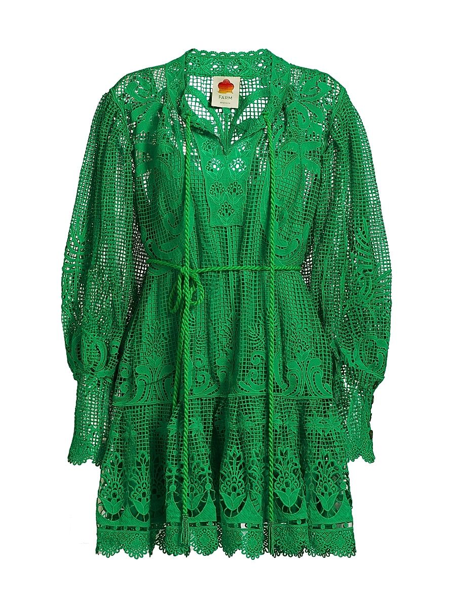 Women's Tropical Flight Guipure Minidress - Green - Size Small