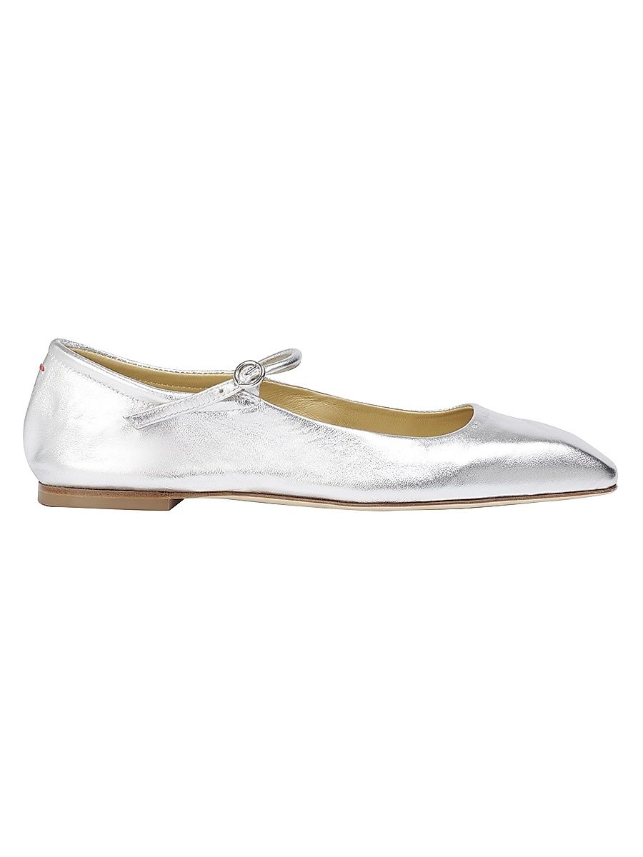 Women's Uma Metallic Mary Jane Ballerina Flats - Silver - Size 8