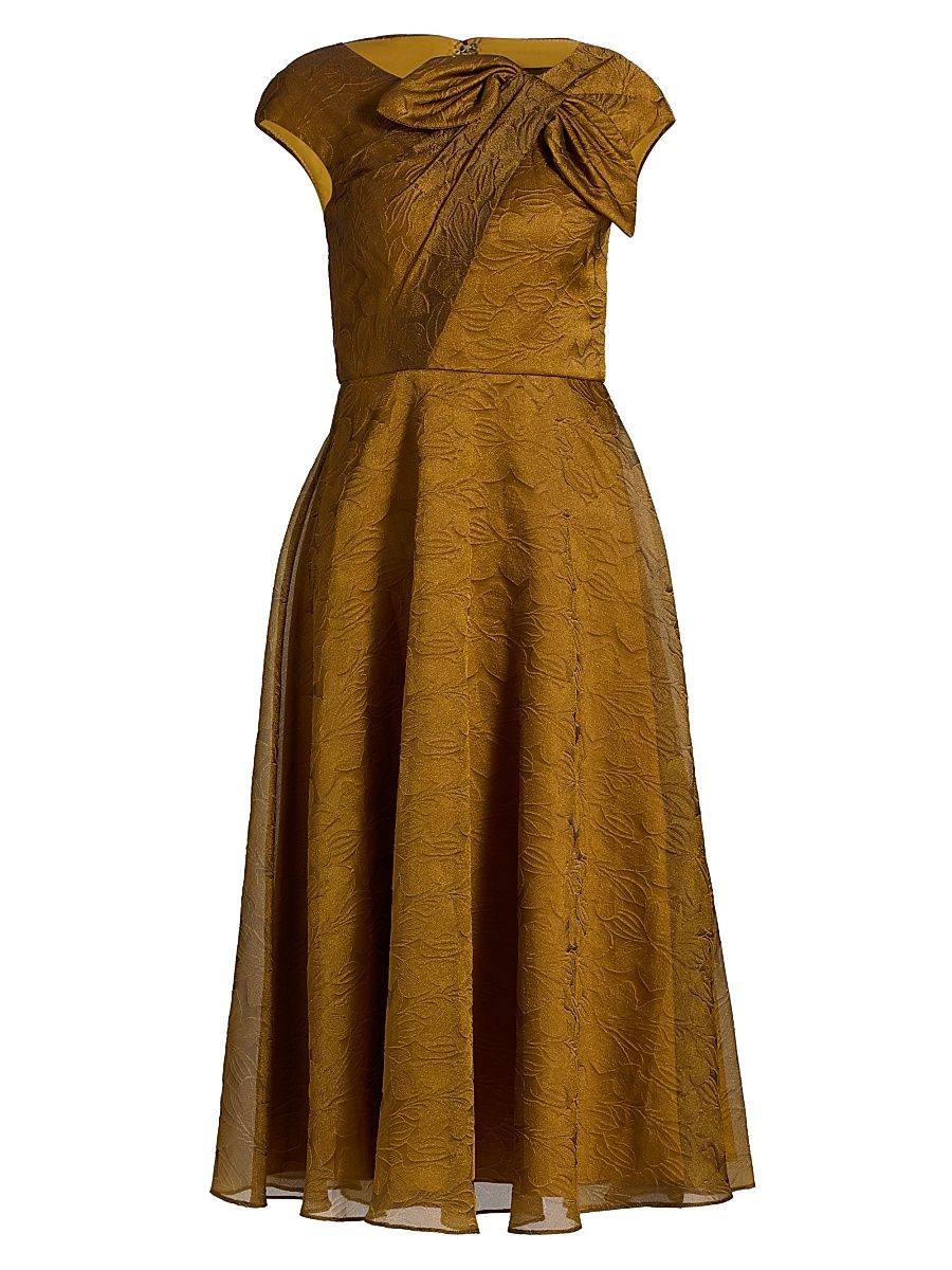 Women's Helen Cloud Jacquard A-Line Cocktail Dress - Gold Nectar - Size 14