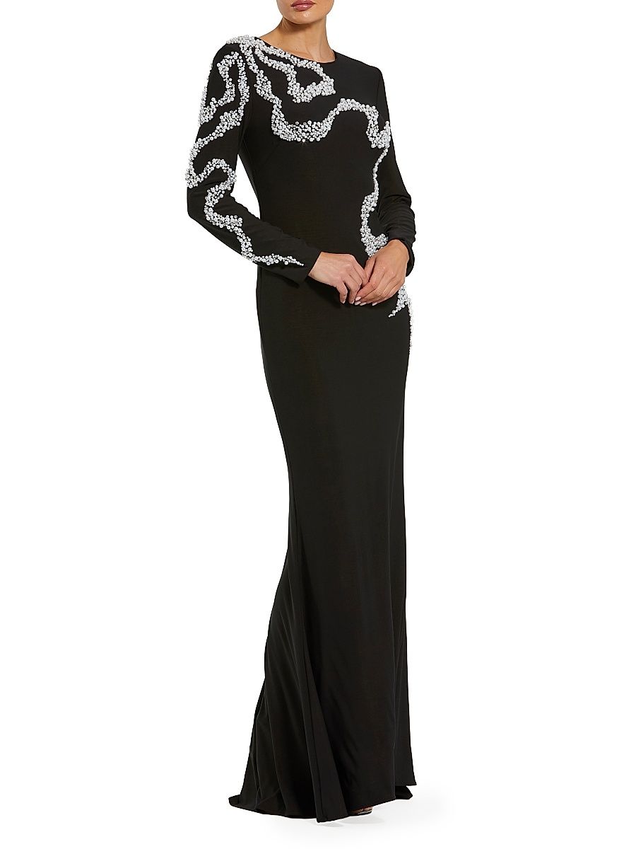 Women's Beaded Column Gown - Black - Size 20