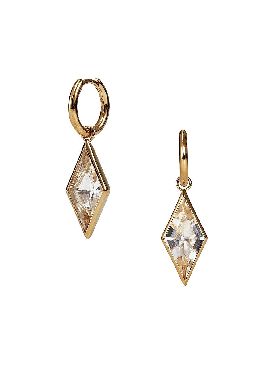 Women's Kite 14K-Yellow-Gold Vermeil & Quartz Drop Earrings - Gold Vermeil White Quartz